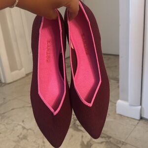 Rothy's Burgundy and Pink Flats